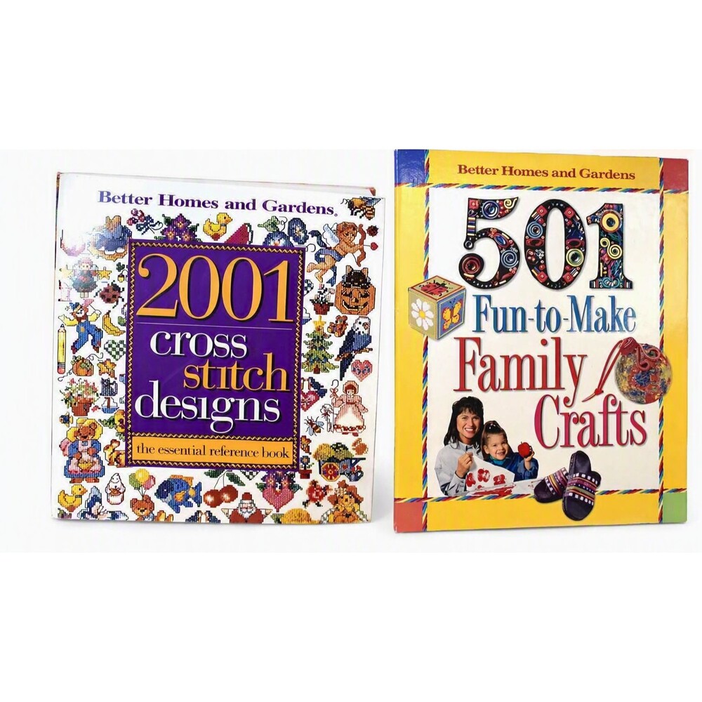 Lot of 2 Craft Books "2001 Cross Stitch Designs"&"501 Fun-to-Make Family Crafts"